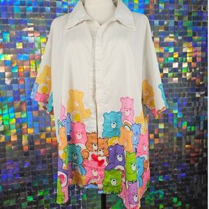 SHEIN Care Bears Graphic‎ Button Up Shirt Short Sleeve